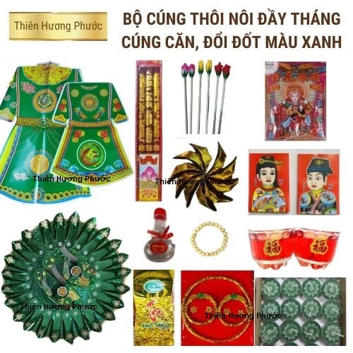 Trọn bộ cúng thôi nôi, đầy tháng màu xanh